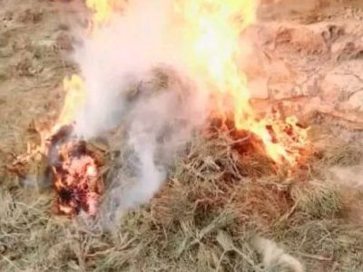 حریق یک تُن اومان در بادغیس؛ پولیس از ساخت صدها کیلوگرام مواد مخدر صنعتی جلوگیری کرد
