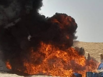 دست‌کم سه هزار کیلوگرام مواد مخدر در فراه حریق شد